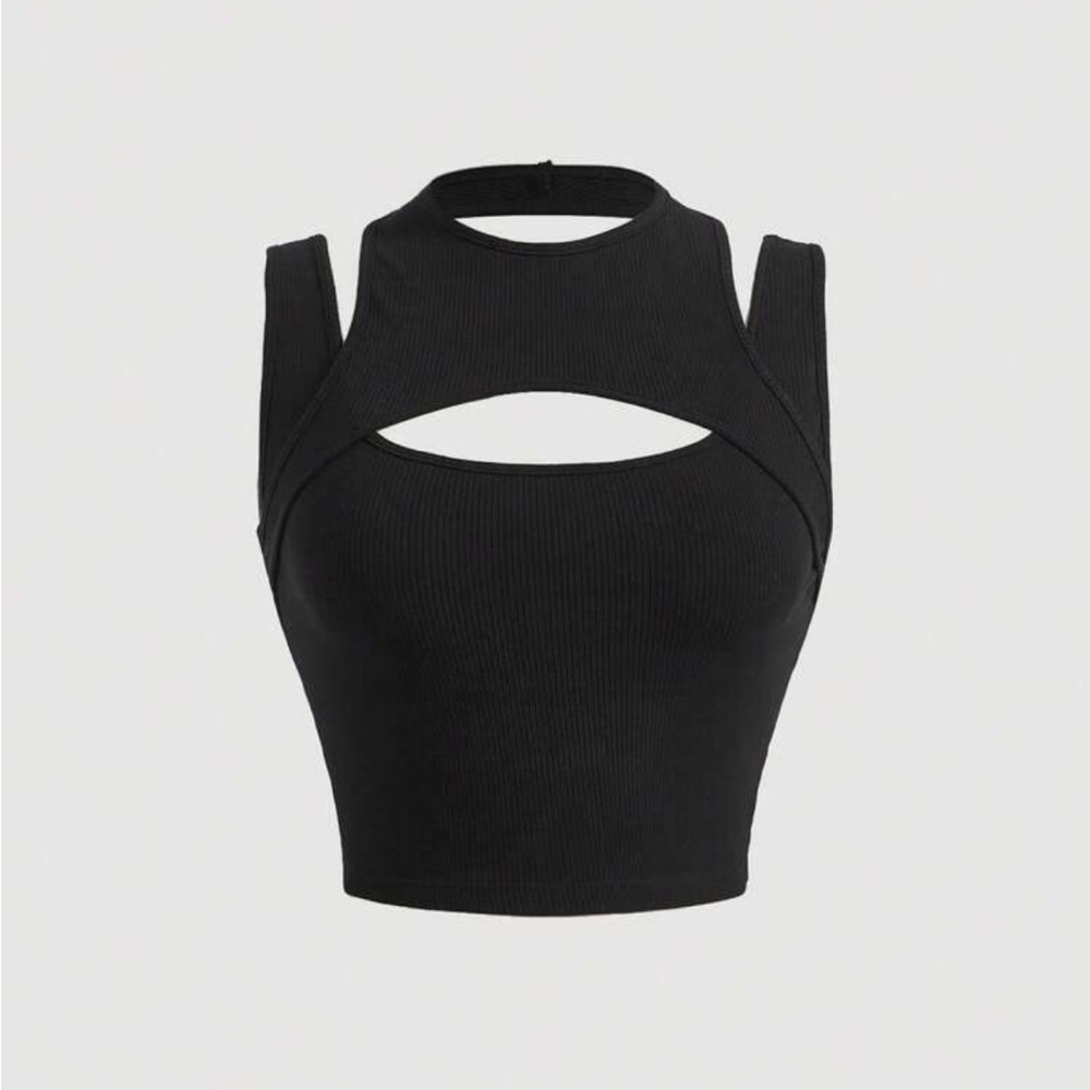 SHEIN black crop top with cut outs